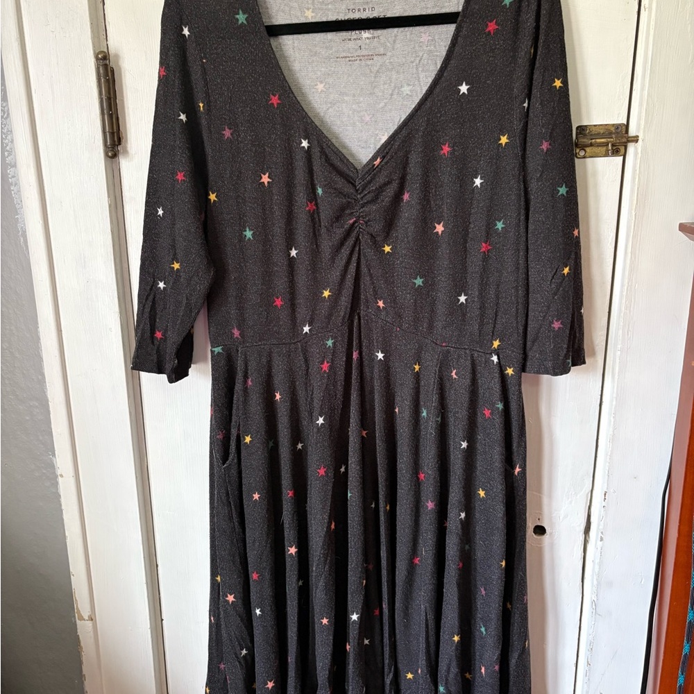 VGUC Torrid Super Soft Plush Dress with Star Print